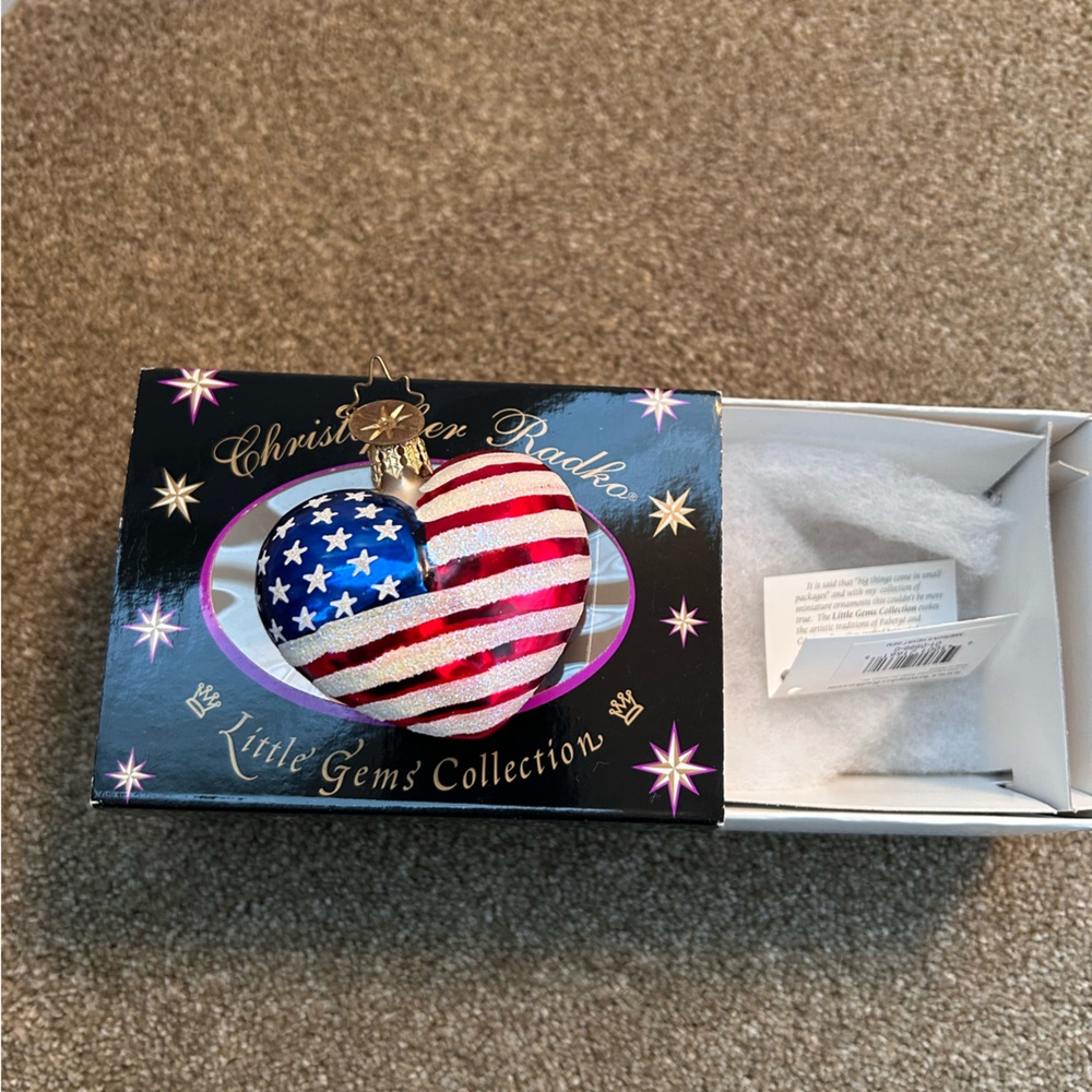 Christopher Radko American Flag Heart Ornament